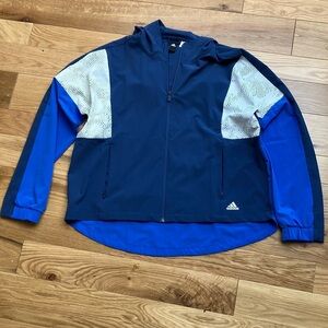 Adidas XL women’s light color blocked hooded jacket